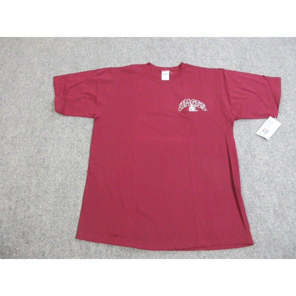 Vintage UMass Minutemen Shirt Mens Large Red NCAA Football‎ Tee The Game 90s